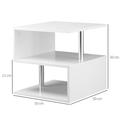 Muebles Mesas auxiliares | Mesa de centro aglomerado de madera y metal blanco 50x50x50 cm - RY61403