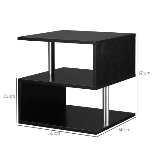 Muebles Mesas auxiliares | Mesa de centro aglomerado de madera, metal negro 50x50x50 cm - YH15687