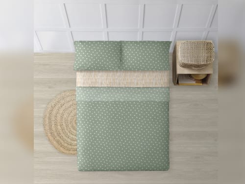 Sábana bajera de punto ajustable 100% algodón verde cama 150/160 cm  AQUAMARINE
