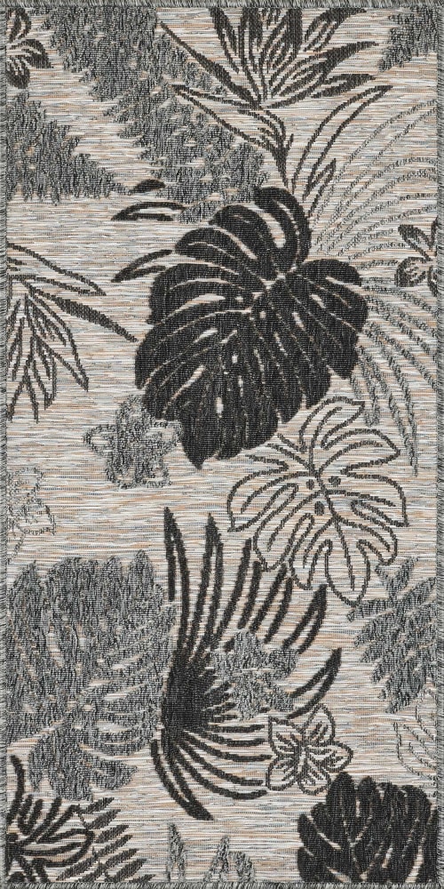 Jardin Tapis extérieur | Tapis petit extérieur motif tropical gris - JE63643