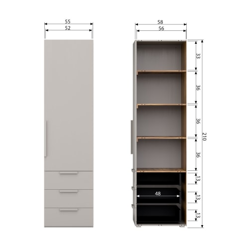 Meubles Petits meubles de rangement | Colonne de rangement en bois H210cm gris clair - XU90174