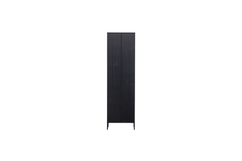 Meubles Petits meubles de rangement | Colonne de rangement en bois 2 portes 1 tiroir H210cm noir - RS79008