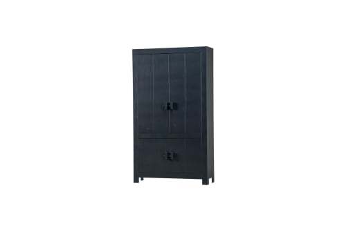 Meubles Armoires | Armoire en bois 4 portes H200cm noir - QF96759