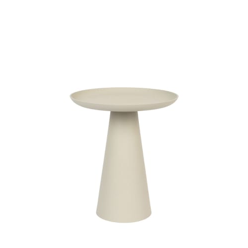 Table d'appoint ronde en aluminium D39,5cm blanc ivoire