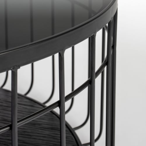Meubles Tables basses | Table basse ronde en verre et métal D80cm noir - GA80309