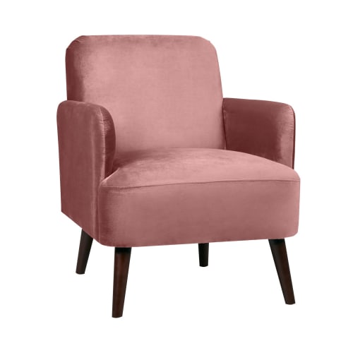 Canapés et fauteuils Fauteuils | Fauteuil rétro velours vieux rose - DA05613