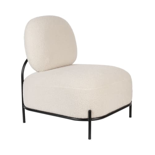 Canapés et fauteuils Fauteuils | Fauteuil lounge en tissu bouclette blanc ivoire - HQ18446