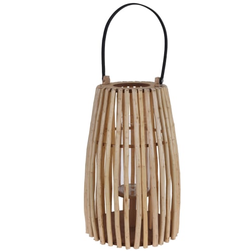 Déco Lanternes | Lanterne en bambou et bougeoir en verre - IX61439