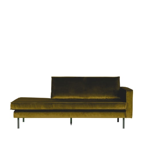 Canapés et fauteuils Méridiennes | Méridienne droite en velours vert olive - FL96861