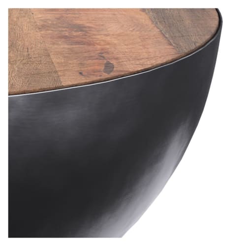 Meubles Tables basses | Table basse ronde 70cm en bois massif et métal - TY35826