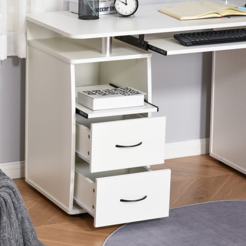 Muebles Escritorios | Mesa de ordenador aglomerado de madera blanco 120x55x85 cm - XH55239