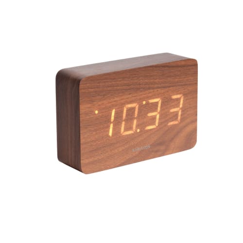 Horloge réveil en bois h. 10 cm marron | Maisons du Monde