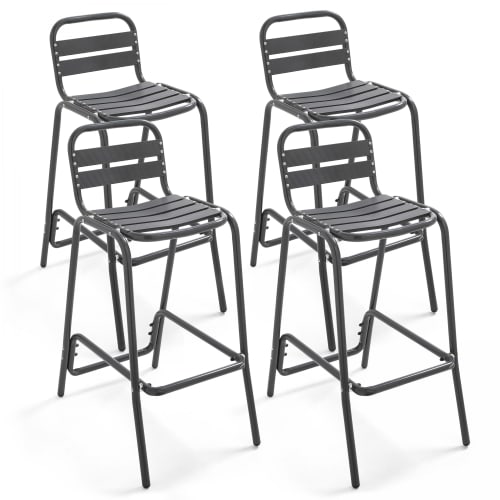 Jardin Chaises de jardin | Lot de 4 chaises haute en aluminium gris - SQ03819