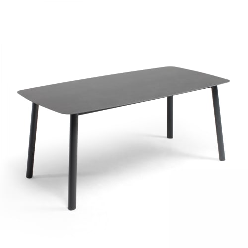 Jardin Tables de jardin | Table de jardin rectangulaire en aluminium et pierre frittée gris - FS82589