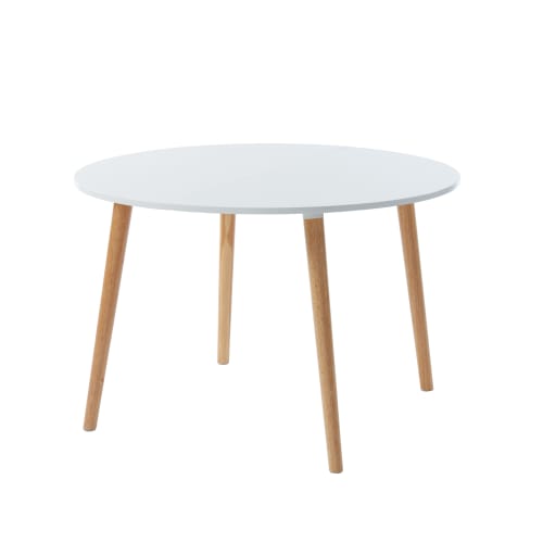 Meubles Tables à manger | Table extensible   laqué blanc mat pieds en bois massif 160cm - JL15319