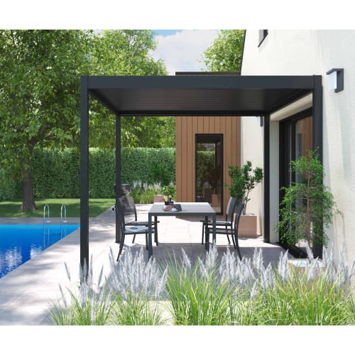 Jardin Pergolas et tonnelles | Tonnelle bioclimatique Autoportée Aluminium 3 x 3 x 2.5 m - DI73326