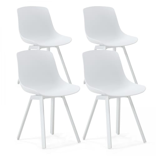 Meubles Chaises | Lot de 4 chaises scandinave aluminium blanches - HP70926