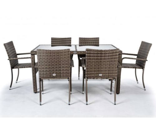 Jardin Ensemble table et chaises de jardin | Salle  à manger d'extérieur taupe 6 places - GC50977