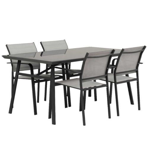 Jardin Ensemble table et chaises de jardin | Salle à manger d'extérieur gris 4 places - PW51229
