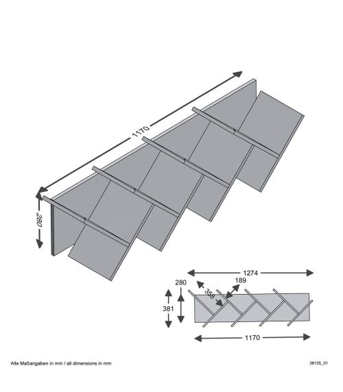 Libreria a muro L127,5 cm - Marrone BÜCHEN