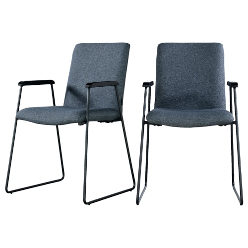 Canapés et fauteuils Fauteuils | Lot de 2 chaises tapissées avec accoudoirs bleu - LO56541