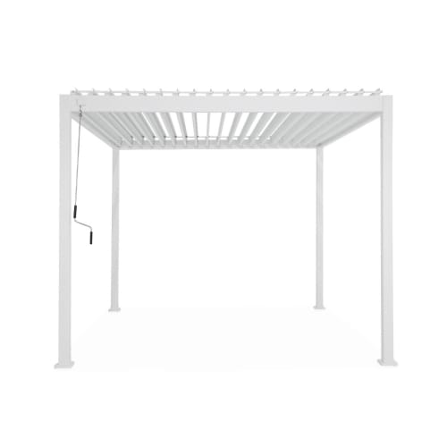 Jardin Pergolas et tonnelles | Pergola bioclimatique blanc, 3x3m, aluminium - LC65706
