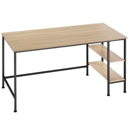 Meubles Bureaux et meubles secrétaires | Bureau informatique DONEGAL  avec rangement style vintage effet bois - QH96167