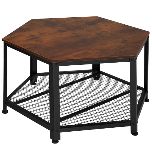 Meubles Tables basses | Table basse NORWICH Style Vintage effet bois foncé industriel - HN15580
