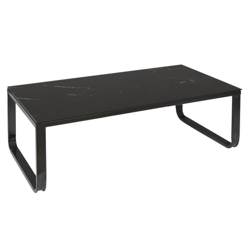 Meubles Tables basses | Table basse en verre effet marbre noir - YW24113