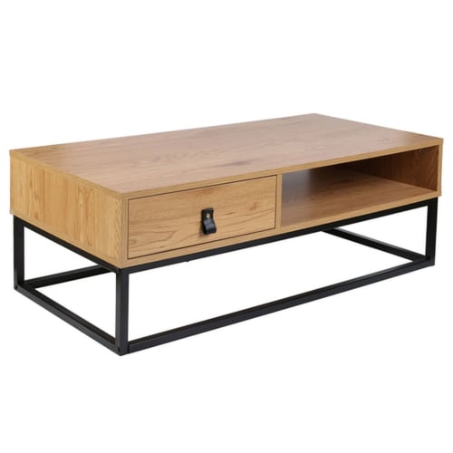 Meubles Tables basses | Table basse en bois et métal 1 tiroir marron - LX23620
