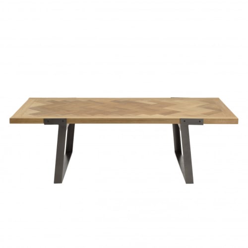 Meubles Tables basses | Table basse plateau chevrons bois et pieds m‚tal - HQ99600