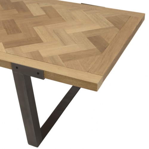 Meubles Tables basses | Table basse plateau chevrons bois et pieds m‚tal - HQ99600