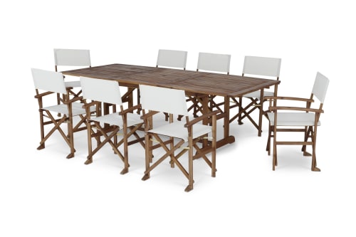 Jardin Ensemble table et chaises de jardin | Table de jardin extensible 180/240 et 8 chaises de directeur pliables - ME22237