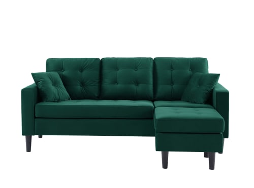 Canapés et fauteuils Canapés d'angle | Canapé d'angle en velours 4 places  vert - HW33181