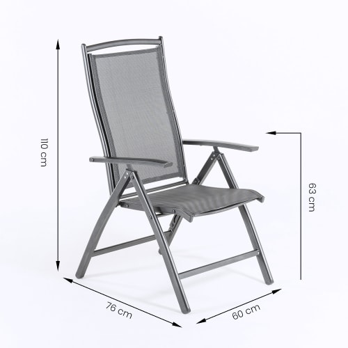 Reclinable Detalles en teka en Brazos y Respaldo Portes Gratis Pack 2 sillones para jardín de Aluminio Blanco y textilene taupé Jaspeado Tamaño: 61x73x110 cm 