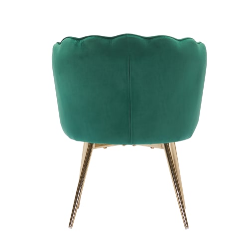 Canapés et fauteuils Fauteuils | Fauteuil coquillage en velours 1 place  vert sapin et doré - WC70056