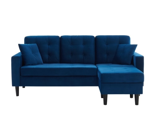 Canapés et fauteuils Canapés d'angle | Canapé d'angle réversible en velours 4 places  bleu - EO03922