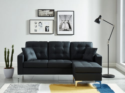 Canapés et fauteuils Canapés d'angle | Canapé d'angle réversible en pu 4 places  noir - VH17220