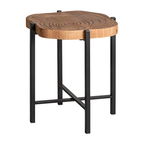Muebles Mesas auxiliares | Mesa auxiliar de madera y hierro en negro y marrón 43x42x46 - MZ55970