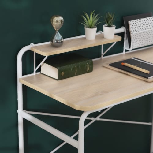 Muebles Escritorios | Sobrio y elegante escritorio de madera con balda y almacenaje - JV35638