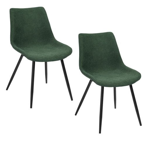 Meubles Chaises | Lot de 2 chaises de salle à manger en tissu vert - LA35823