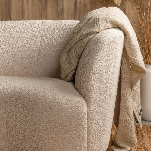 Canapés et fauteuils Fauteuils | Fauteuil angle droit en tissu bouclette ecru - XG82368