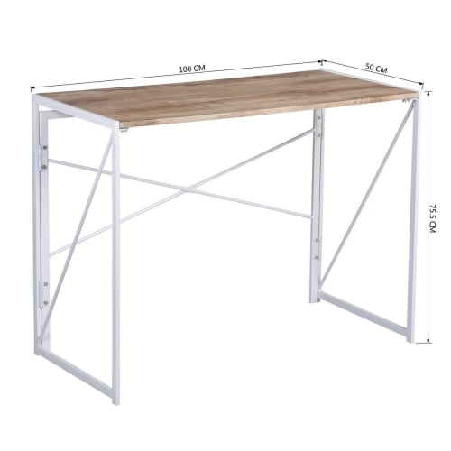 Muebles Escritorios | Escritorio minimalista plegable en estilo blanco y madera - DD83748