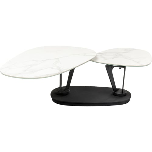 Meubles Tables basses | Table basse pivotante en verre effet marbre blanc et acier - GZ15281