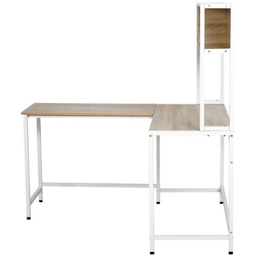Muebles Escritorios | Mesa de ordenador tablero de partículas, metal blanco y madera - WU25689