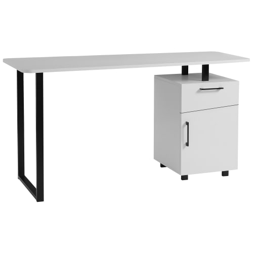 Muebles Escritorios | Mesa de escritorio tablero de partículas, MDF, metal blanco - AY68879