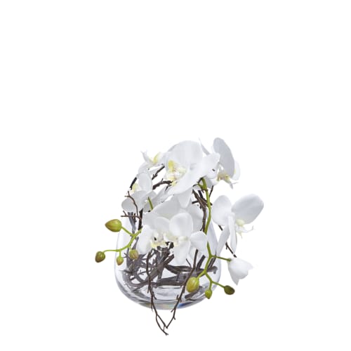 Déco Fleurs artificielles et bouquets | Orchidées sur lit de branchages H27cm - JU20054