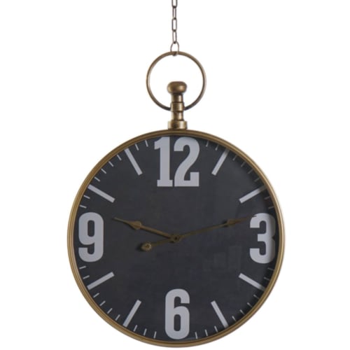 Déco Horloges murales et horloges à poser | Horloge murale suspendue métal noir et doré - IJ82217