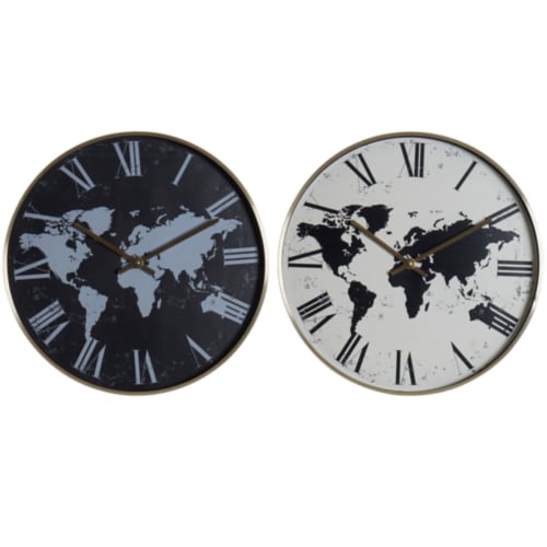 Déco Horloges murales et horloges à poser | Set de 2 horloges murales Cartes du Monde - NX24904