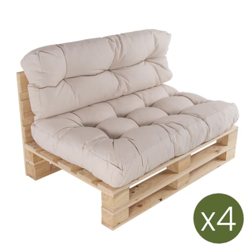 Pack de 4 sofás para palets asiento y respaldo lux color crema | Maisons du  Monde